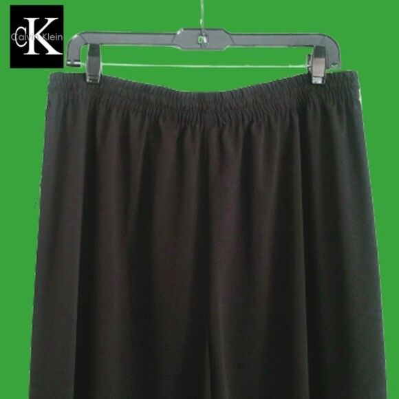 Calvin Klein NEW Bohemian Drawstring Flare Leg Relaxed Semi-Sheer Chiffon Pant L - Picture 10 of 12